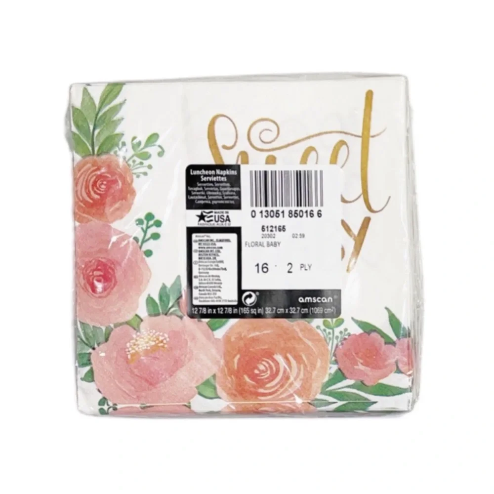 AMSCAN Floral Lunch Napkins 16 Per Package